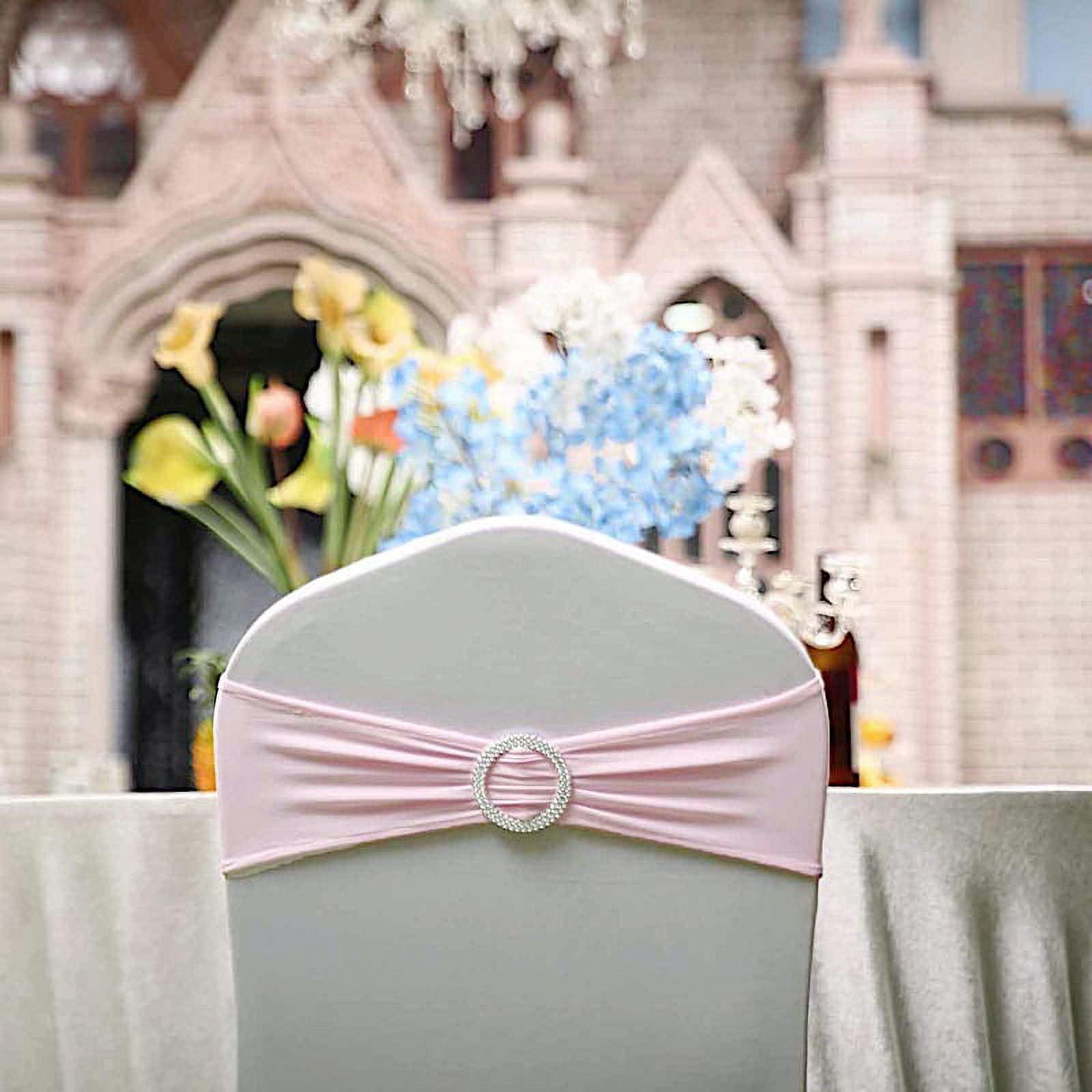 BalsaCircle 5 Blush Spandex Chair Sashes Silver Round Buckle - Walmart.com