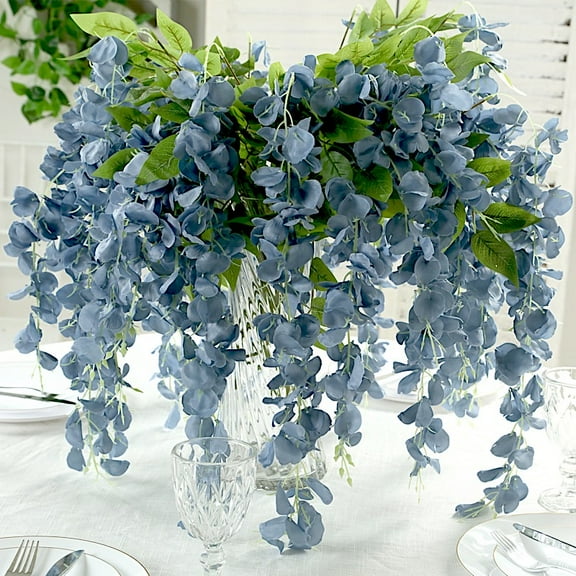 BalsaCircle 5 Bushes 44" Dusty Blue Hanging Artificial Wisteria Flowers Vine Garland