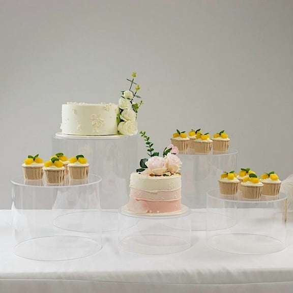 Balsa Circle 5 Clear Round Cylinder Acrylic Cake Stand Display Box Pedestal Riser Party Events Wedding Reception Home Decorations Supplies