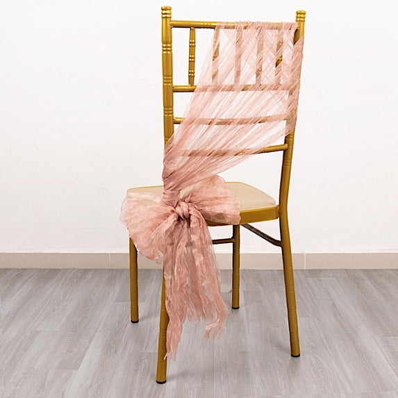 BalsaCircle 5 Dusty Rose Crinkled Sheer Organza Chair Sashes Wedding Party Events Reception Home Decorations Supplies