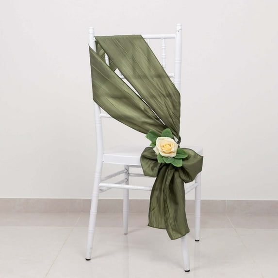 BalsaCircle 5 Dusty Sage Green Accordion Crinkle Taffeta Chair Sashes Wedding Party