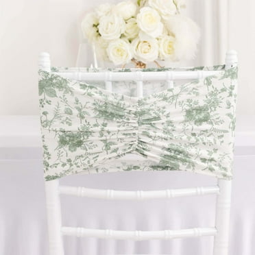 BalsaCircle 5 Dusty Sage Ruffled Spandex Chair Sashes Floral Style Wedding Event Banquet Decorations