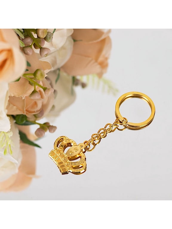 5 Gold 3 in Metal Princess Crown Keychains Gift Box Thank You Tags Party Events Decorations