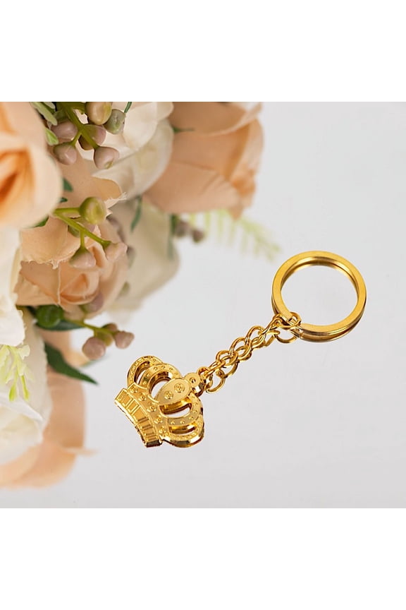 5 Gold 3 in Metal Princess Crown Keychains Gift Box Thank You Tags Party Events Decorations