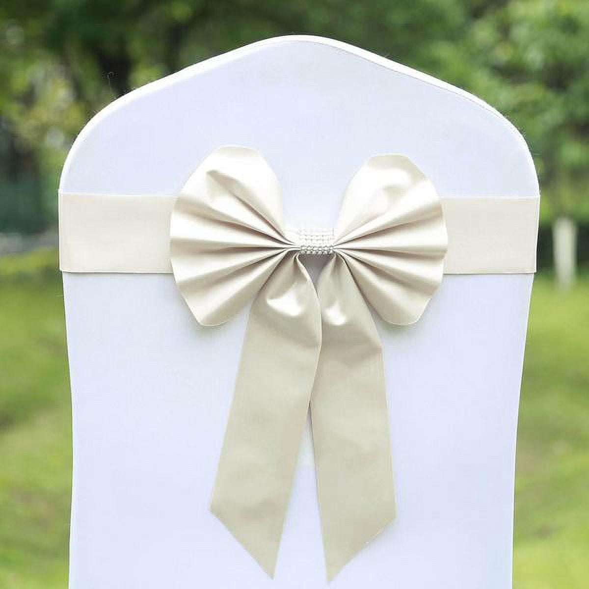 BalsaCircle 5 Ivory Reversible Satin Faux Leather Bow Tie Chair Sashes