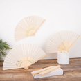 thumbnail image 1 of Balsa Circle 5 Ivory Silk Folding Hand Fans Wedding Favor Birthday Party Events, 1 of 6