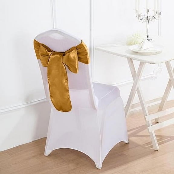 BalsaCircle 5 New Satin Chair Sashes Bows Ties Antique Gold
