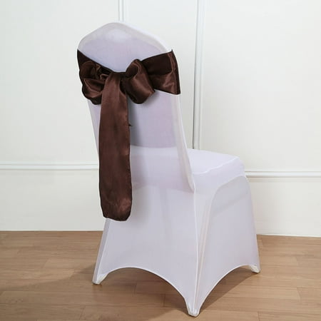 BalsaCircle 5 New Satin Chair Sashes Bows Ties Chocolate Brown