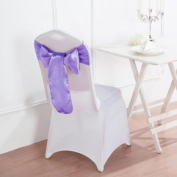 BalsaCircle 5 New Satin Chair Sashes Bows Ties Purple