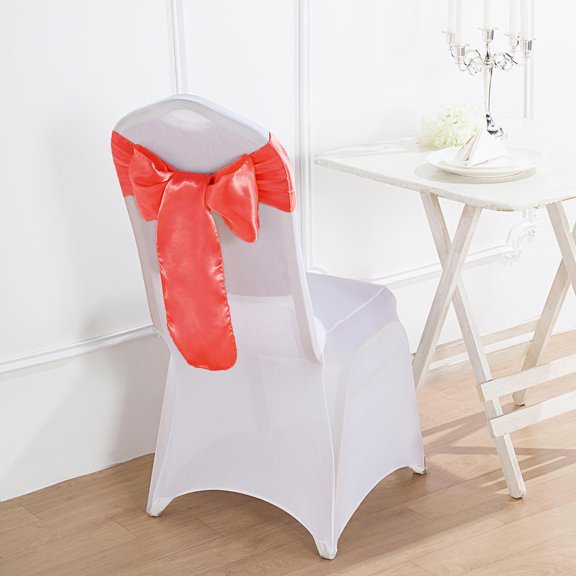 BalsaCircle 5 New Satin Chair Sashes Bows Ties Red