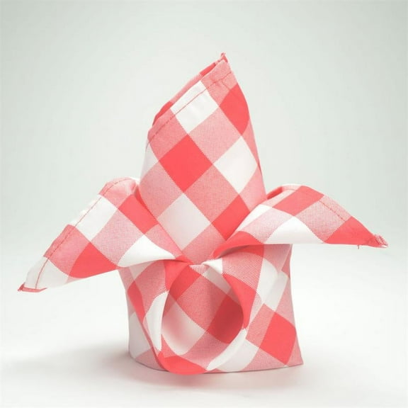 Balsa Circle 5 Pieces 15" x 15" Red White Gingham Checkered Table Napkins
