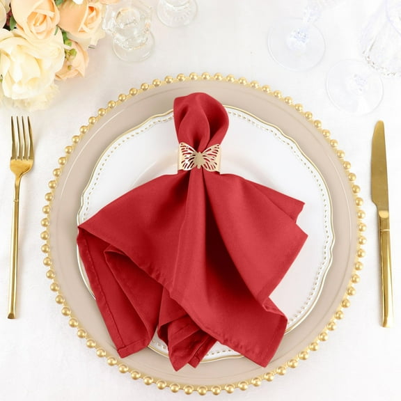 Balsa Circle 5 Pieces 17" Polyester Fabric Napkins Red