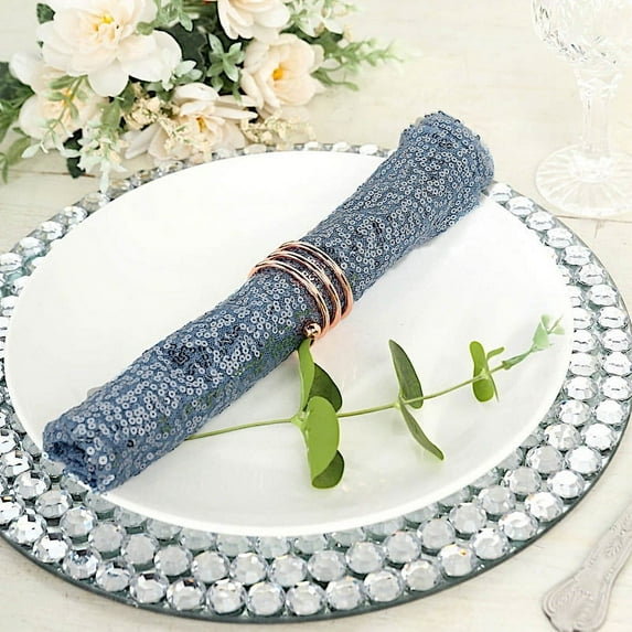 BalsaCircle 5 Pieces 20" Dusty Blue Sequins Napkins Wedding Decorating Tablecloths Holiday Dinner Party Table Decorations