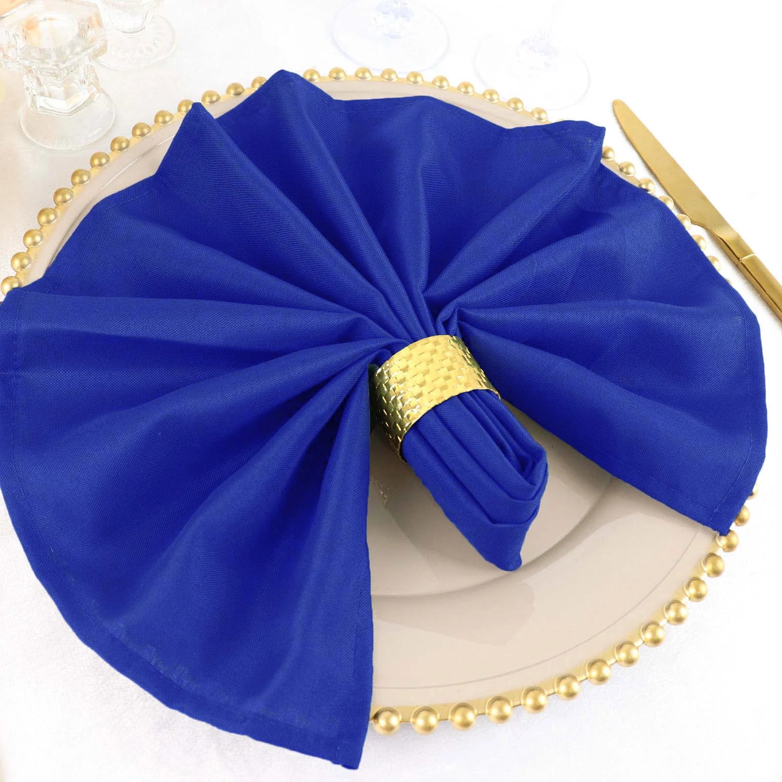 BalsaCircle 5 Pieces 20" Polyester Fabric Napkins Royal Blue