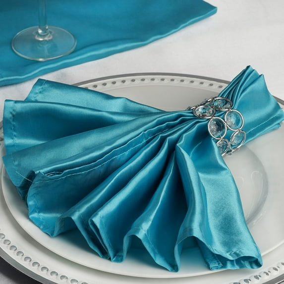 Balsa Circle 5 Pieces 20" Turquoise Satin Napkins Wedding Party