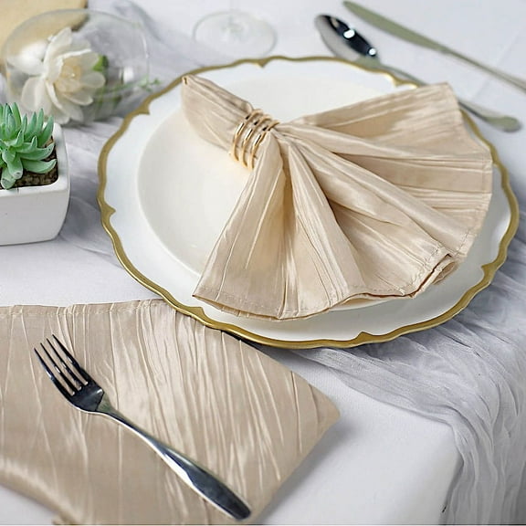 Balsa Circle 5 Pieces 20" x 20" Beige Crinkle Accordion Taffeta Table Napkins
