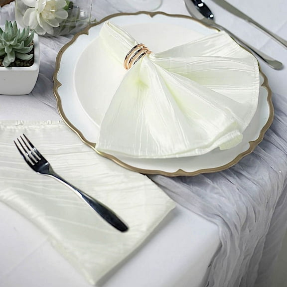 Balsa Circle 5 Pieces 20" x 20" Ivory Crinkle Accordion Taffeta Table Napkins