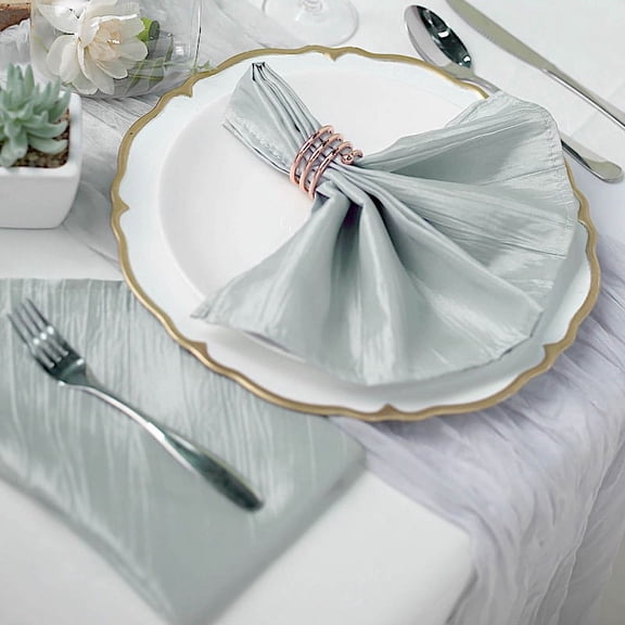 Balsa Circle 5 Pieces 20" x 20" Silver Crinkle Accordion Taffeta Table Napkins
