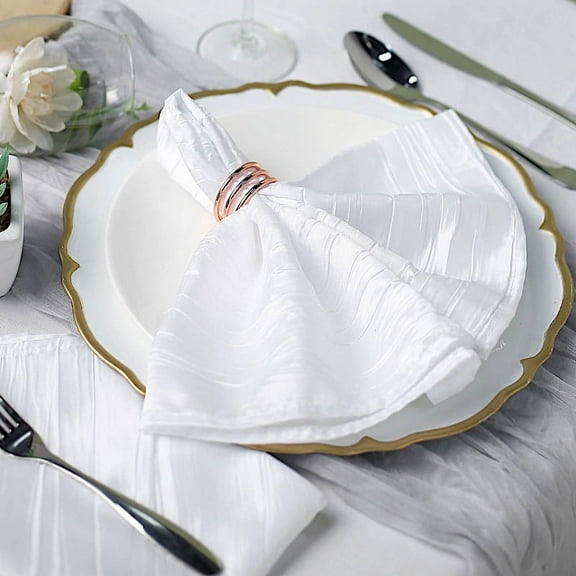 Balsa Circle 5 Pieces 20" x 20" White Crinkle Accordion Taffeta Table Napkins