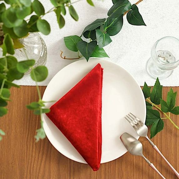 Balsa Circle 5 Pieces 20" x 20" Wine Premium Velvet Napkins Kitchen Home