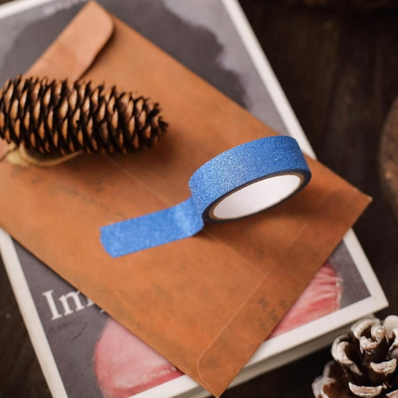 BalsaCircle 5 Pieces 5 yards Royal Blue Self-Adhesive Glitter Craft Washi Tapes Party DIY