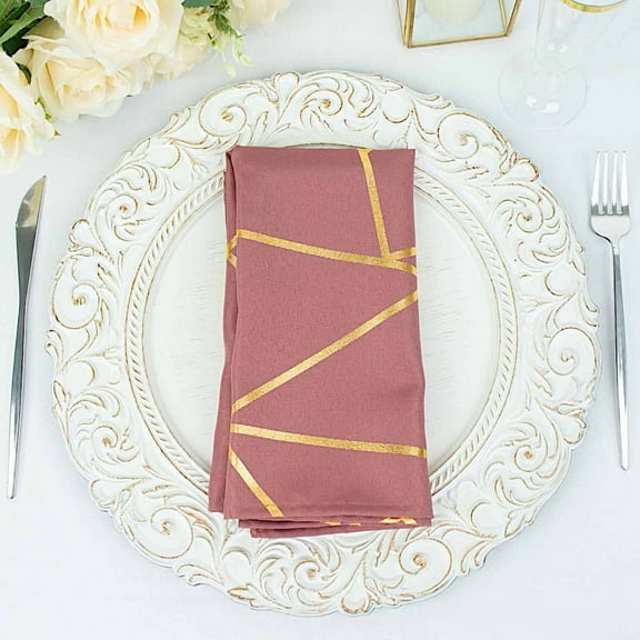 Balsa Circle 5 Pieces Cinnamon Rose 20" Geometric Design Polyester Dinner Napkins Tablecloths