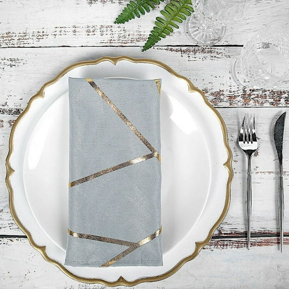 Balsa Circle 5 Pieces Dusty Blue 20" Geometric Design Polyester Dinner Napkins Tablecloths