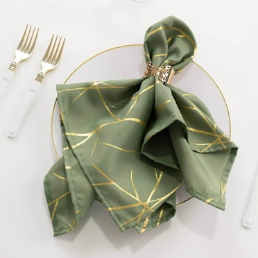 BalsaCircle 5 Pieces Dusty Sage Green 20" Geometric Design Polyester Dinner Napkins Tablecloths