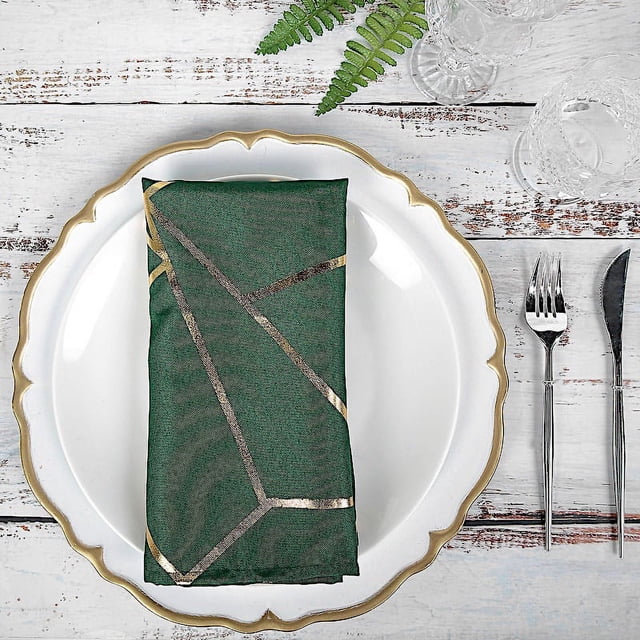 Balsa Circle 5 Pieces Hunter Green 20" Geometric Design Polyester Dinner Napkins Tablecloths