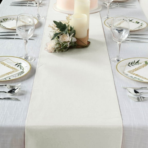 BalsaCircle 5 Pieces Ivory 12" x 108" Polyester Table Top Runners Wedding Party Linens