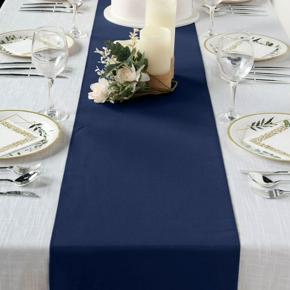 BalsaCircle 5 Pieces Navy Blue 12" x 108" Polyester Table Top Runners Wedding Party Linens