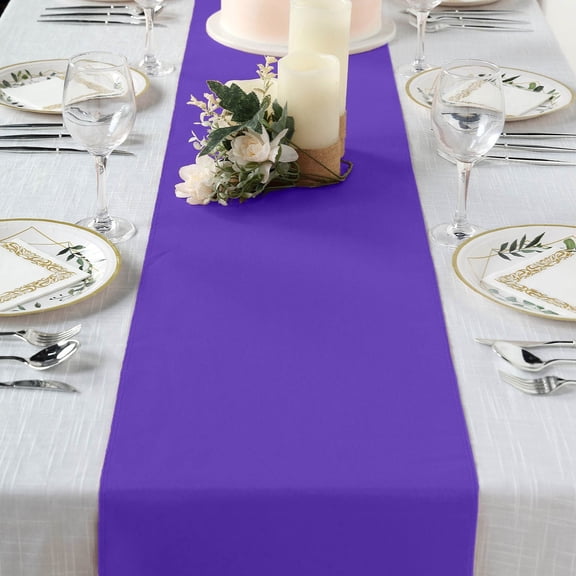 BalsaCircle 5 Pieces Purple 12" x 108" Polyester Table Top Runners Wedding Party Linens