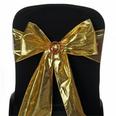 BalsaCircle 5 Pieces Shiny Metallic Tissue Lame Chair Sashes Bows Ties Wedding Party