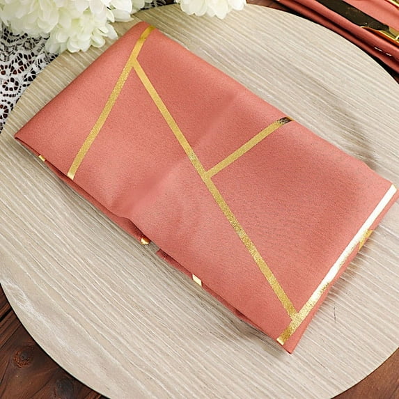 BalsaCircle 5 Pieces Terracotta 20" Geometric Design Polyester Dinner Napkins Tablecloths