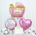 thumbnail image 1 of BalsaCircle 5 Pink Round Carriage Stars Baby Shower Mylar Foil Balloons Set Party Events Decorations Supplies, 1 of 8