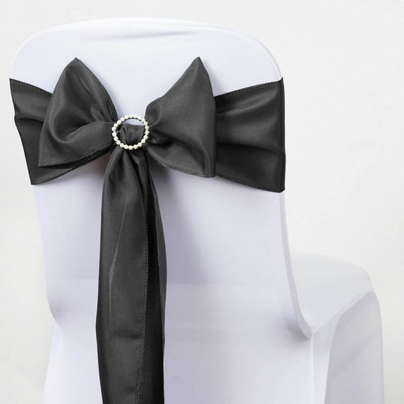 BalsaCircle 5 Polyester Chair Sashes Bows Ties Charcoal Grey