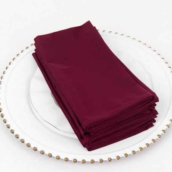 Balsa Circle 5 Burgundy Premium 20x20 in Scuba Polyester Dinner Table Cloth Napkins Party Events Decorations Supplies