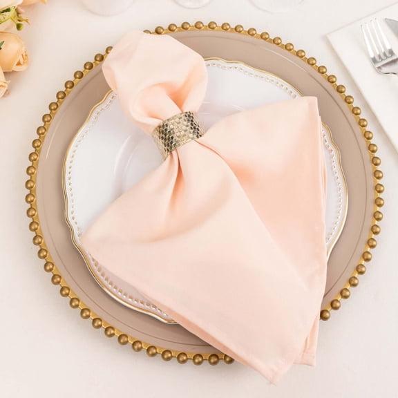 Balsa Circle 5 Commercial Grade Blush Polyester 20x20" Dinner Table Cloth Napkins Party Events Reception Decorations Supplies
