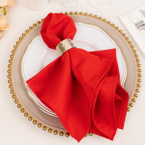 Balsa Circle 5 Commercial Grade Red Polyester 20x20" Dinner Table Cloth Napkins Party Events Reception Decorations Supplies