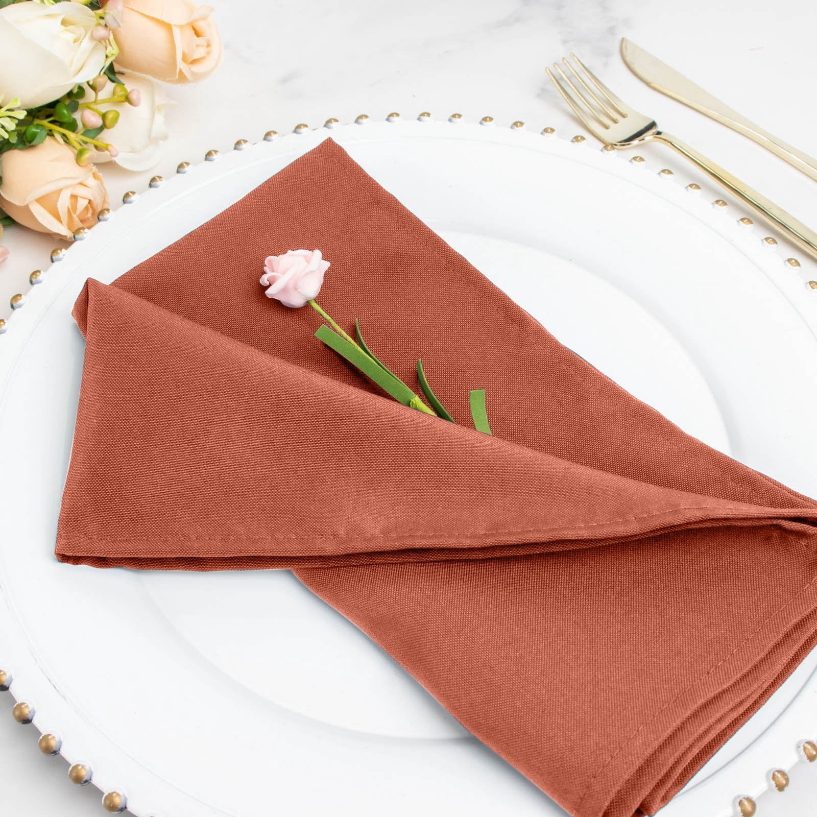 BalsaCircle 5 Premium Terracotta Polyester 20x20" Dinner Table Cloth ...
