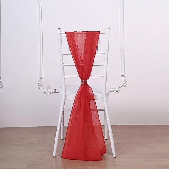 BalsaCircle 5 Red Extra Premium Chiffon Chair Sashes Bows Ties Ceremony
