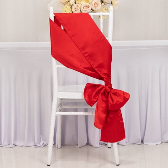 BalsaCircle 5 Red Lamour Satin Chair Sashes for Wedding Party Ceremony Reception Decorations Washable Elegant Chair Décor