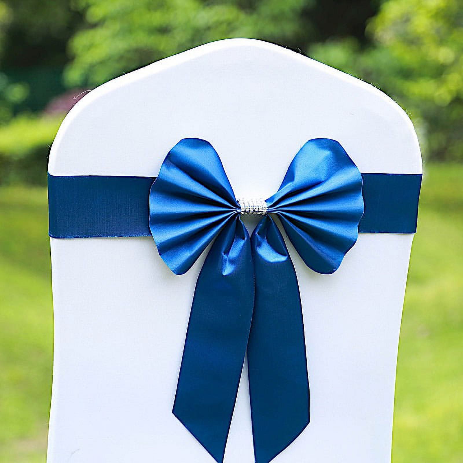 BalsaCircle 5 Royal Blue Reversible Satin Faux Leather Bow Tie Chair ...