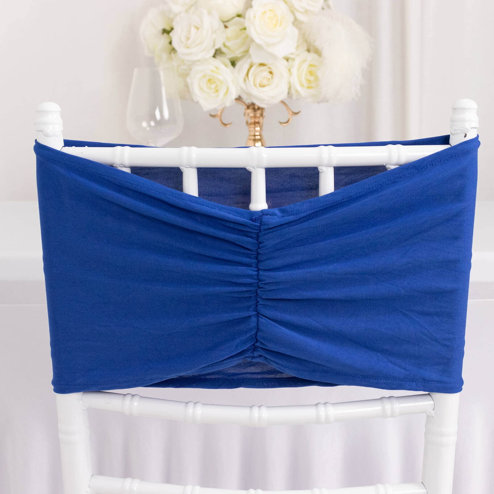 BalsaCircle 5 Royal Blue Ruffled Spandex Chair Sashes Wedding Event ...