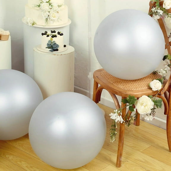 BalsaCircle 5 Silver 36 in Round Latex Biodegradable Balloons Wedding Reception Events Graduation Birthday Party Decorations Supplies