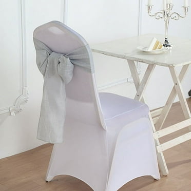 BalsaCircle 5 Silver Chair Sashes Premium Polyester Faux Burlap Wedding