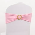 thumbnail image 1 of BalsaCircle 5 Spandex Pink 5x14" Stretchable Chair Sashes with Gold Rhinestone Buckles Party Decorations, 1 of 8