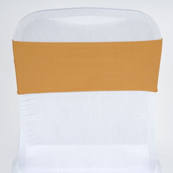 BalsaCircle 5 Spandex Chair Sashes Wedding Decorations Gold
