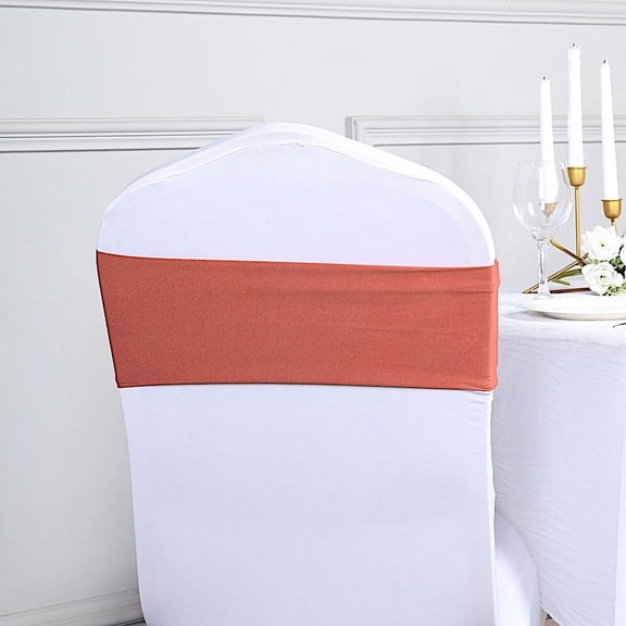 BalsaCircle 5 Spandex Chair Sashes Wedding Decorations Terracotta