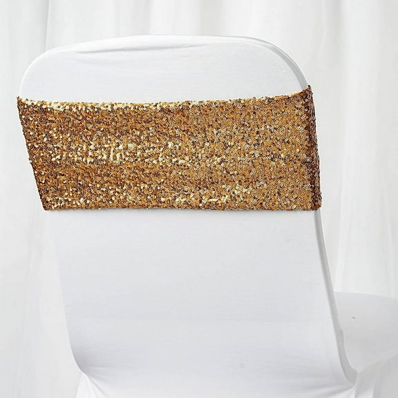 Balsa Circle 5 Spandex Chair Sequined Sashes Wedding Decorations Gold
